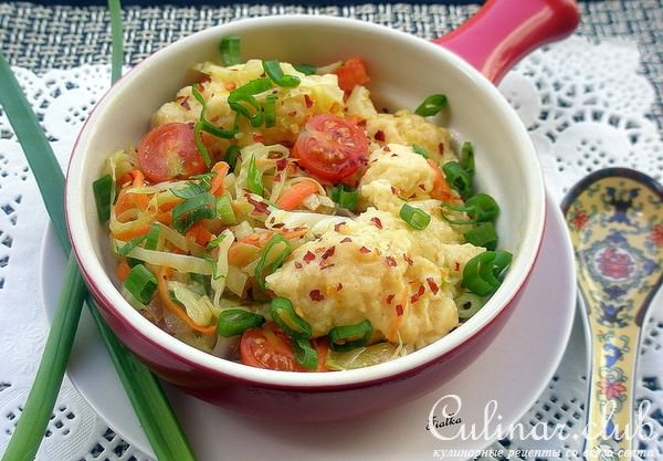 Галушки с овощами