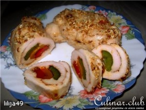 Рулетики из куриной грудки "Светофор"