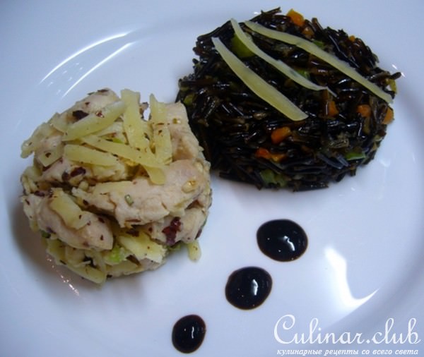Куриный салат с черным рисом