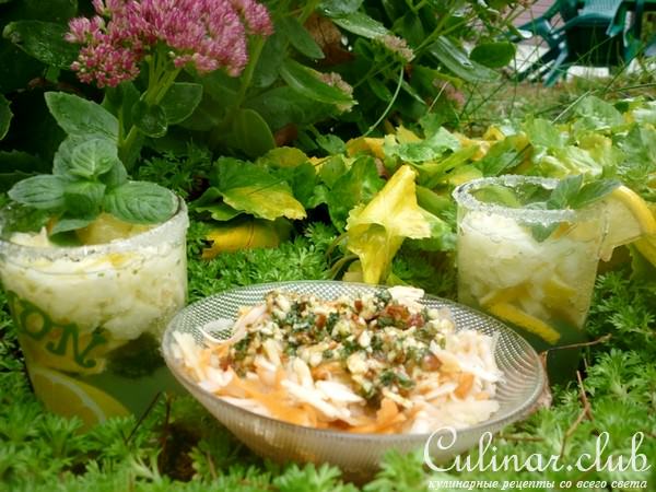 Салат с топинамбуром и лимонад с дыней(ДУЭЛЬ: ПРОШЛОЕ: едим сырое)