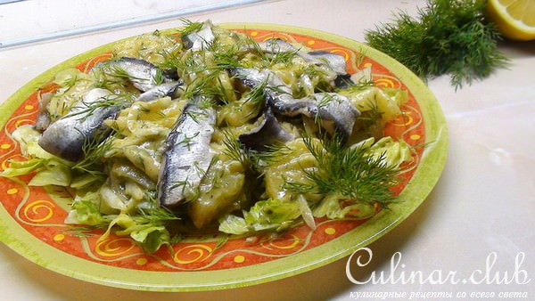 Картофельный салат с горчичной заправкой и килечкой!