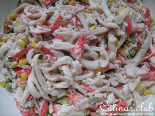 Салат из кальмаров.(Быстро,просто,вкусно!)