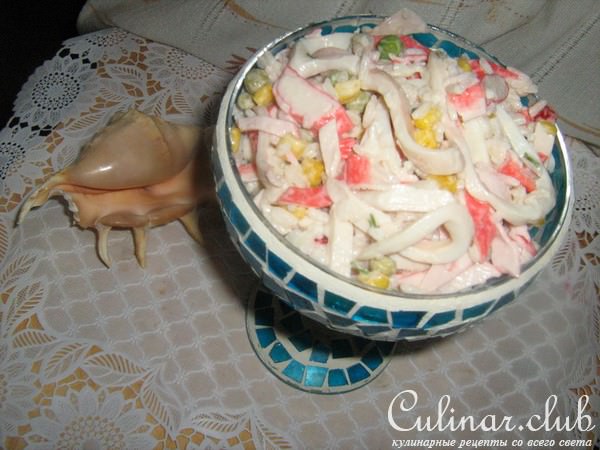 Салат из кальмаров.(Быстро,просто,вкусно!)