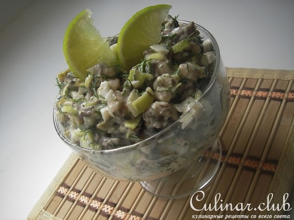Салат с подосиновиками и креветками
