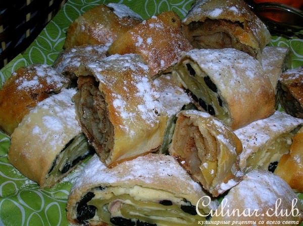 Штрудель с яблоками + штрудель с творогом