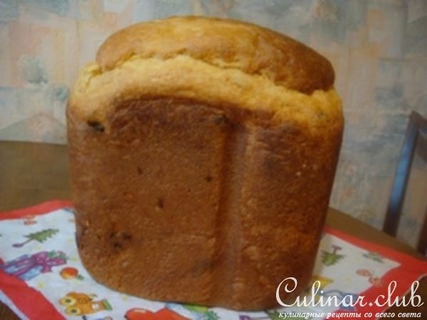 Сдобный пирог с изюмом( рецепт для хлебопечки)