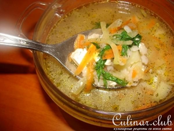Супчик с брынзой и макарошками.
