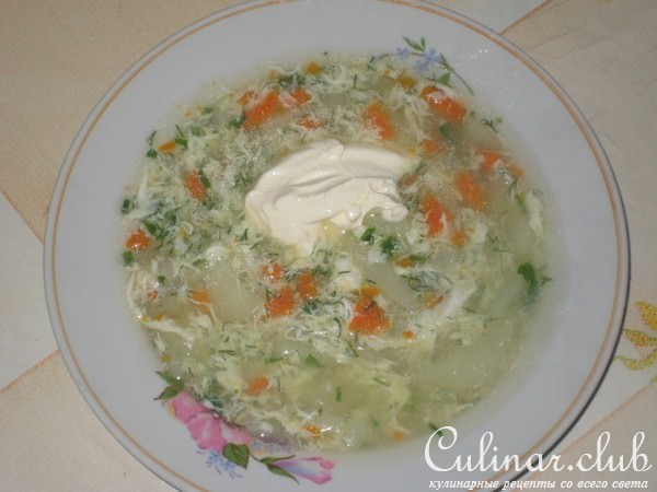 Супчик с яичком(легкий супец).