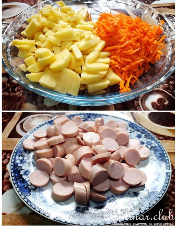 Супчик с сосисками и сырными клецками