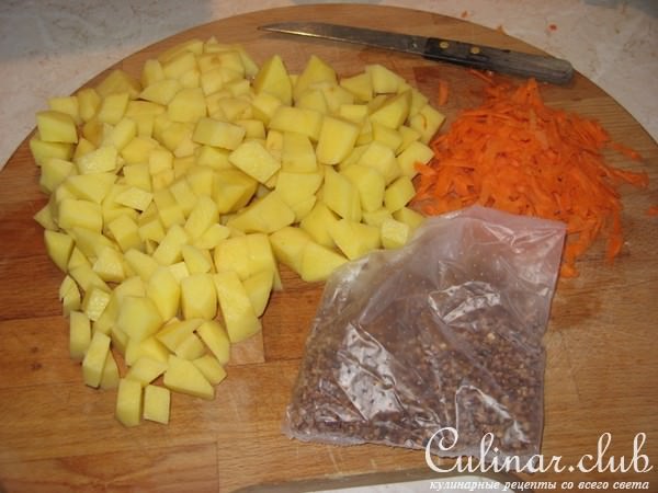 Гречневый суп с шампиньонами