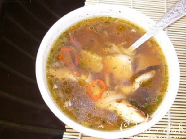 Курино-грибной суп с рисовой лапшой
