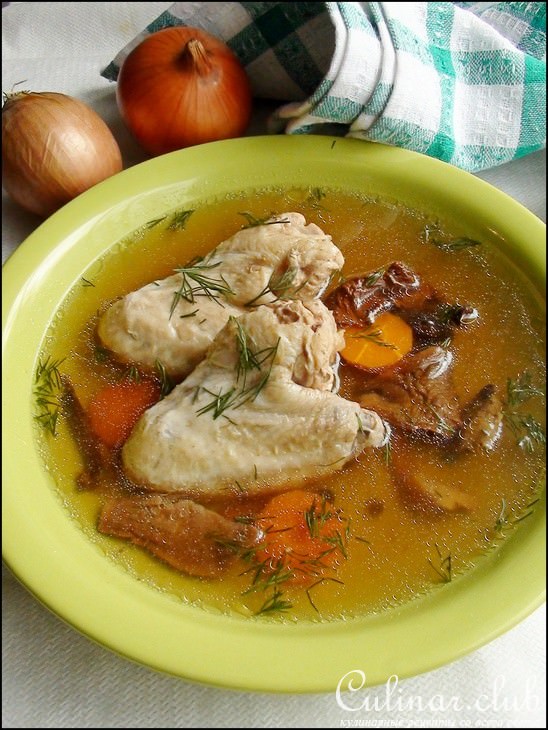 Куриный бульон с лесными грибами. Тест-драйв.
