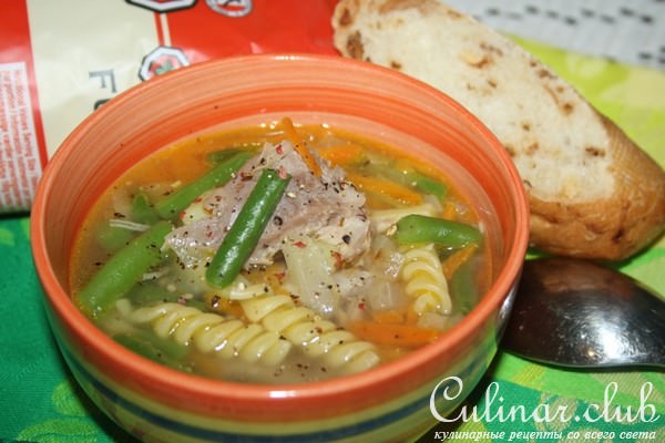 Суп с Fusilli Borges, индейкой и стручковой фасолью