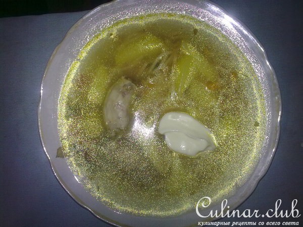 суп с куриной шеикой и вермишелькой