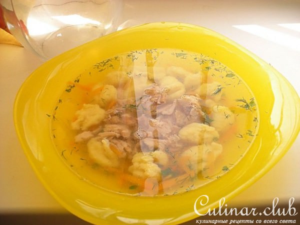 Супчик с украинскими клёцкаи " Кулинарное вдохновение"