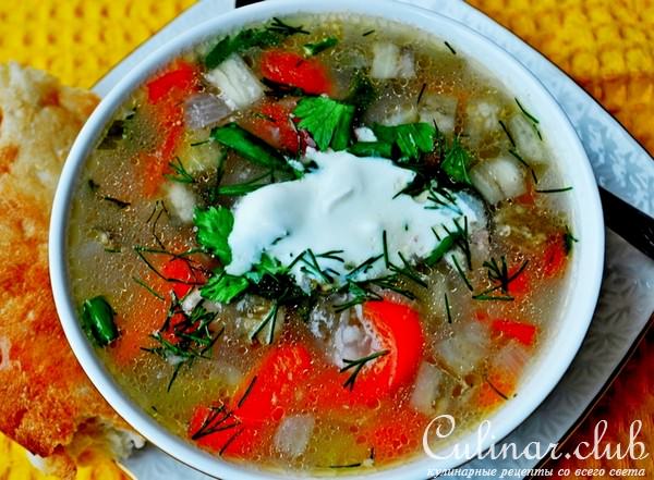 Суп куриный с рисом и сезонными овощами или суп из "топора" для ФМ.