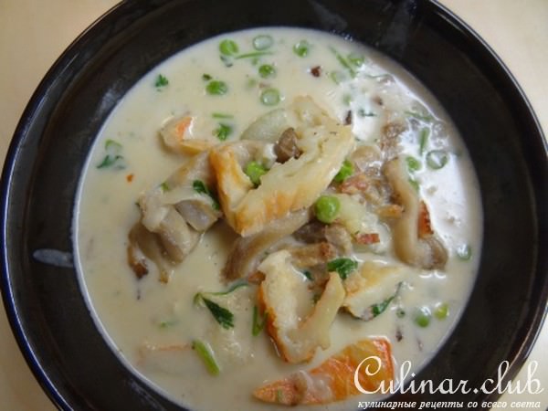 " Крем Суп с Грибами, Мясом Краба и Картофелем "