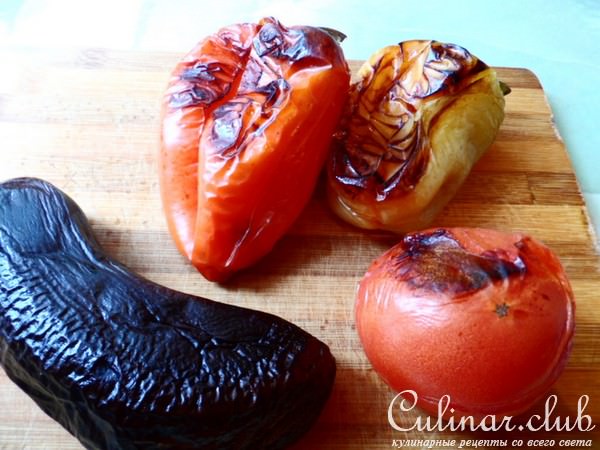 Суп с фасолью,телятиной и печёными овощами.