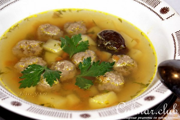 Суп с черносливом и мясными шариками. Тест-драйв.