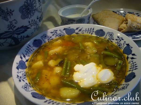 Быстрый овощной супчик со стручковой фасолью