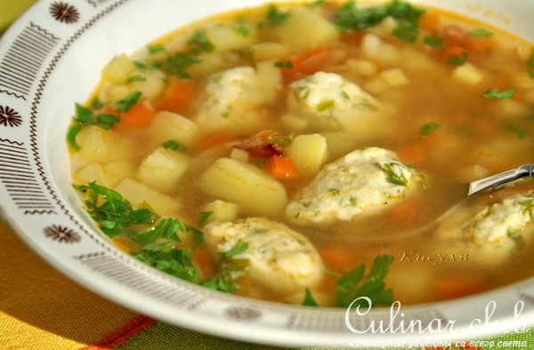 овощной суп с нежными кукурузными клецками