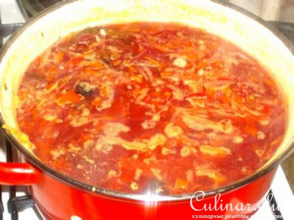 Постный борщ с черносливом