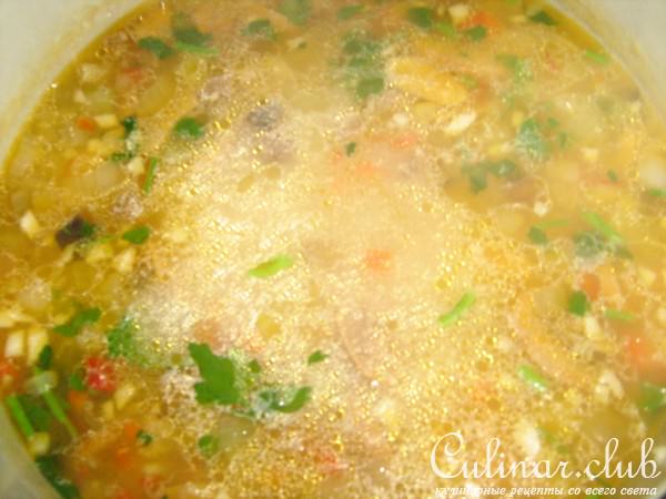 Постный супчик с пшеном и грибами.