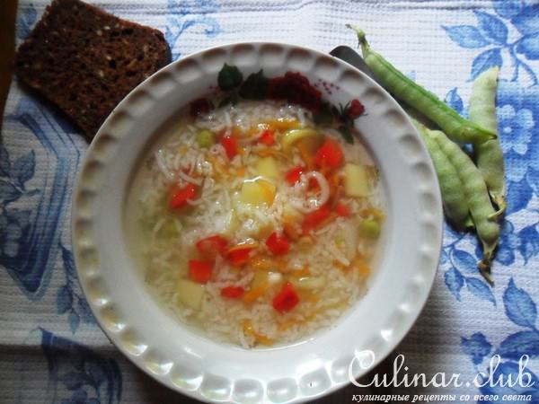 Лёгкий овощной суп с рисом в мультиварке