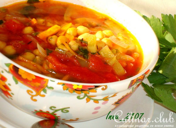 Суп с нутом и помидорами ( постный)