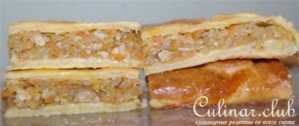 Сочный капустный пирог с куриным фаршем