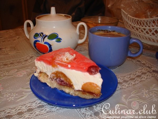 Торт "Cнежок" с абрикосами.