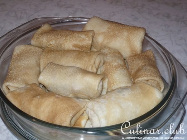 Блинчики фаршированные грибами и ветчиной