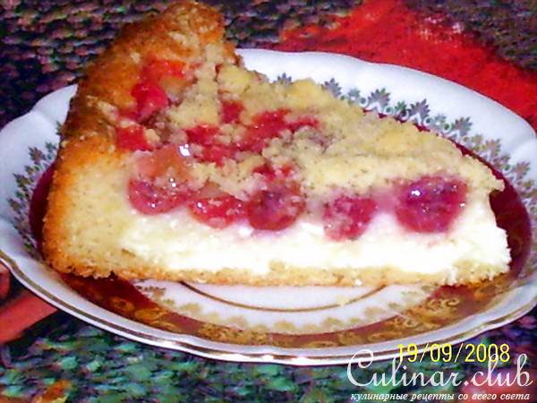 Песочный пирог для любителей творога и крыжовника