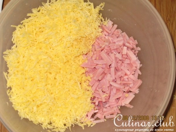 сырные вафли с ветчиной