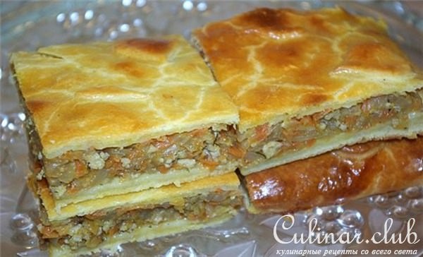 Сочный капустный пирог с куриным фаршем