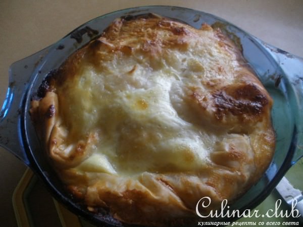 Запеканка из теста фило с творогом и курагой