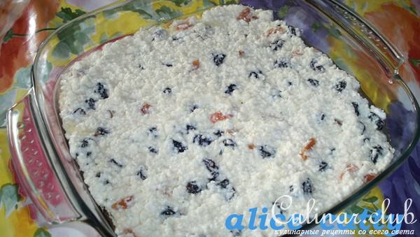 ТВОРОЖНАЯ ЗАПЕКАНКА С КУРАГОЙ И ИЗЮМОМ