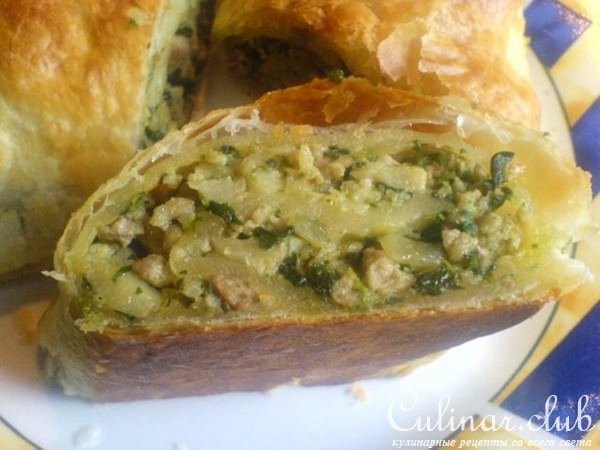 Слойка с начинкой, треуголки (слоённое тесто)