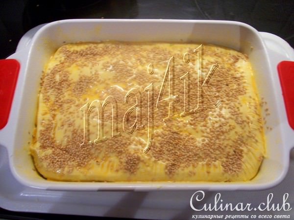 Пирог с печёными баклажанами и сыром
