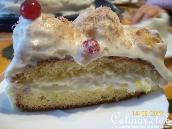 Персиковый торт с профитрольками