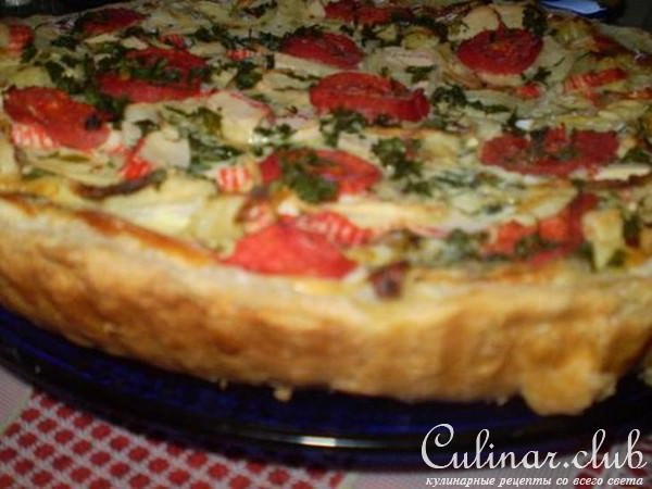 киш с крабовыми палочками и цветной капустой